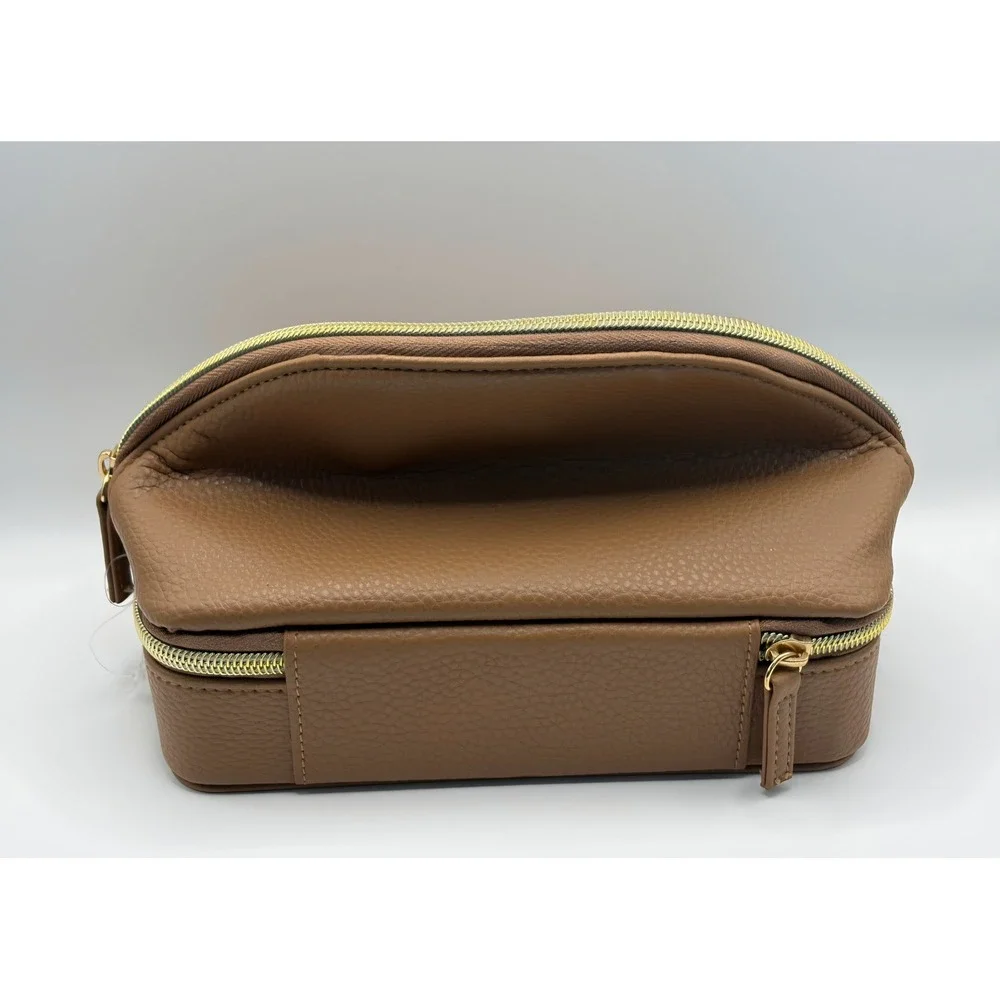Taylor Madison Designs Tan Pebbled Jewelry Case & Cosmetic Bag Travel Organizer